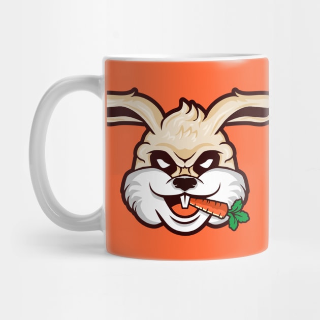 Funny Cartoon Rabbit with Carrot in Mouth by SLAG_Creative